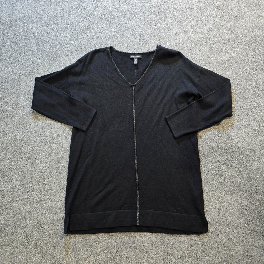Eileen Fisher Sweater Womens Size XXS Black Merino Wool Tunic Casual Capsule